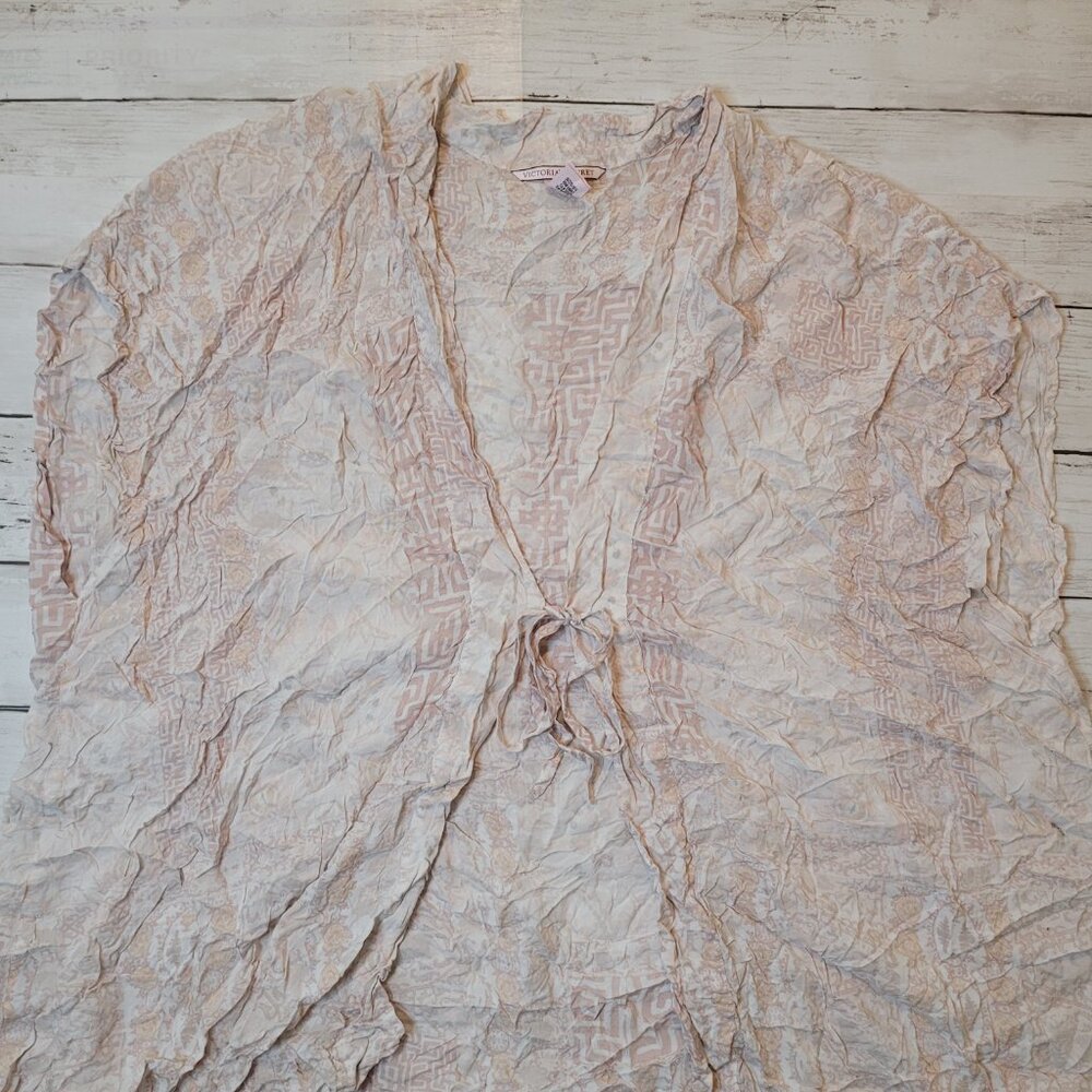 Victoria’s Secret Deep Plunge Aztec Print Coverup One Size Front Tie Pink Beach - Picture 4 of 9